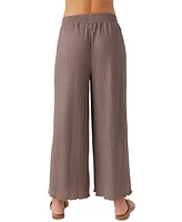 O'Neill Juniors' Bridgette Smocked-Waist Wide-Leg Pants