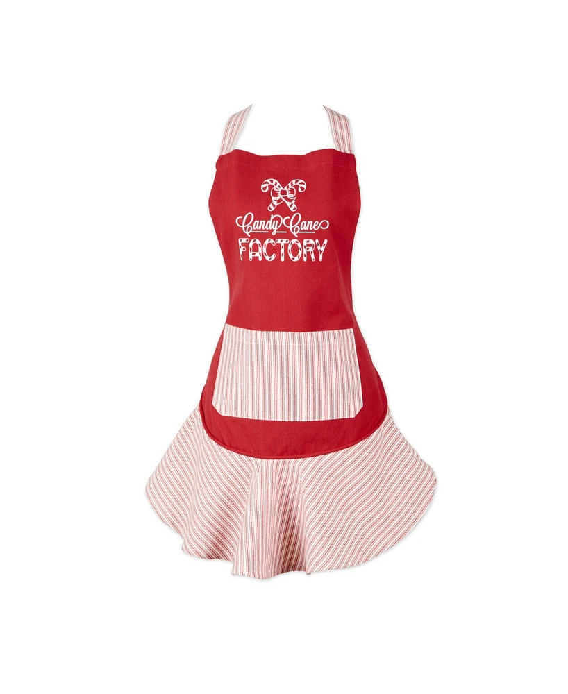 Design Imports Candy Cane Factory Ruffle Apron