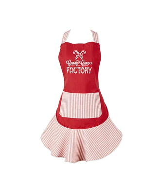 Design Imports Candy Cane Factory Ruffle Apron