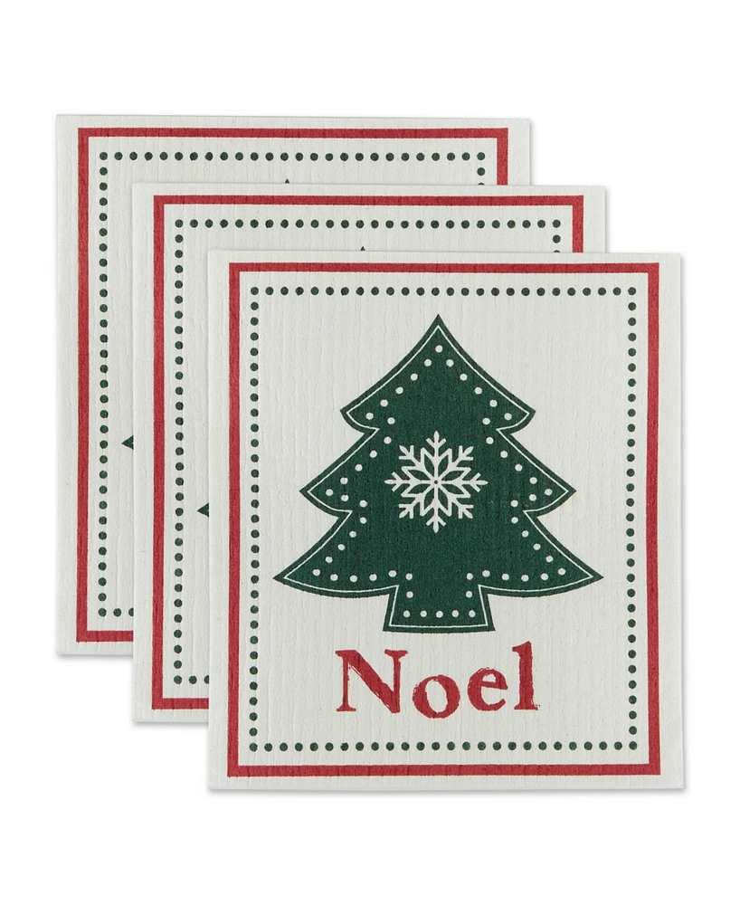 Design Imports Noel Tree Swedish Dishcloth, Set of 3