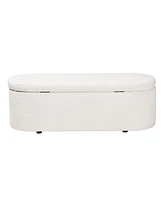 Baxton Studio Lavina Modern White Teddy-Bear Fabric Storage Bench