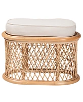 bali & pari Ladonna Bohemian Natural Rattan Ottoman Footstool