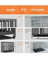 Bingopaw Heavy Duty Dog Cage 3 Doors Locks Design Kennel Playpen with 4 Lockable Wheels