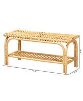 Bali & Pari Himari Modern Bohemian Natural Brown Rattan Accent Bench