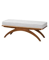 Baxton Studio Orella Japandi Light Grey Boucle Fabric and Walnut Brown Finished Wood Bench