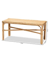 Bali & Pari Cacaban Modern Bohemian Natural Brown Rattan Accent Bench