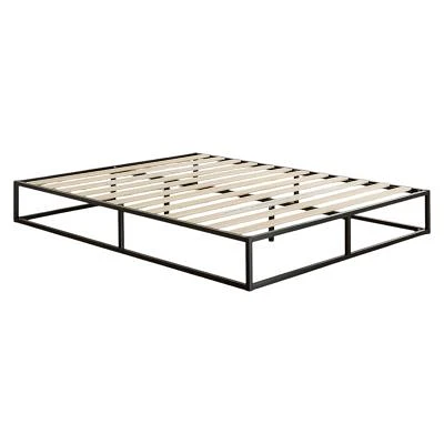 Slickblue Modern 10-inch Low Profile Metal Platform Bed Frame with Wood Slats
