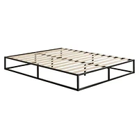 Slickblue Modern 10-inch Low Profile Metal Platform Bed Frame with Wood Slats