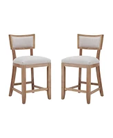 The Pop Home 26.5" Counter Height Bar Stools Set of 2, Upholstered with Backrest and Rubber Wood Frame-The