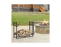 Slickblue Indoor/Outdoor Heavy Duty Firewood Storage Rack with Kindling Holders and Shovel