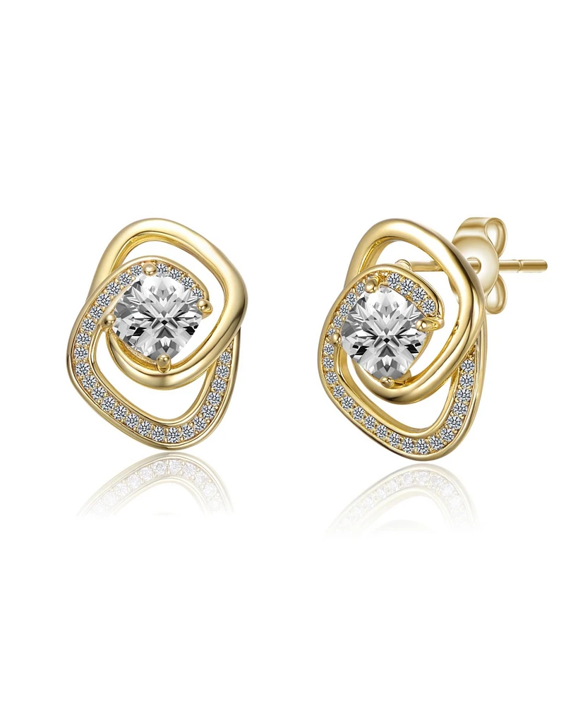 Rachel Glauber 14k Gold Plated Cubic Zirconia Double Love Knot Stud Earrings