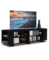 Slickblue Modern Entertainment Center in Wood Finish – Holds up to Large Flat-Screen TVs and Provides Storage