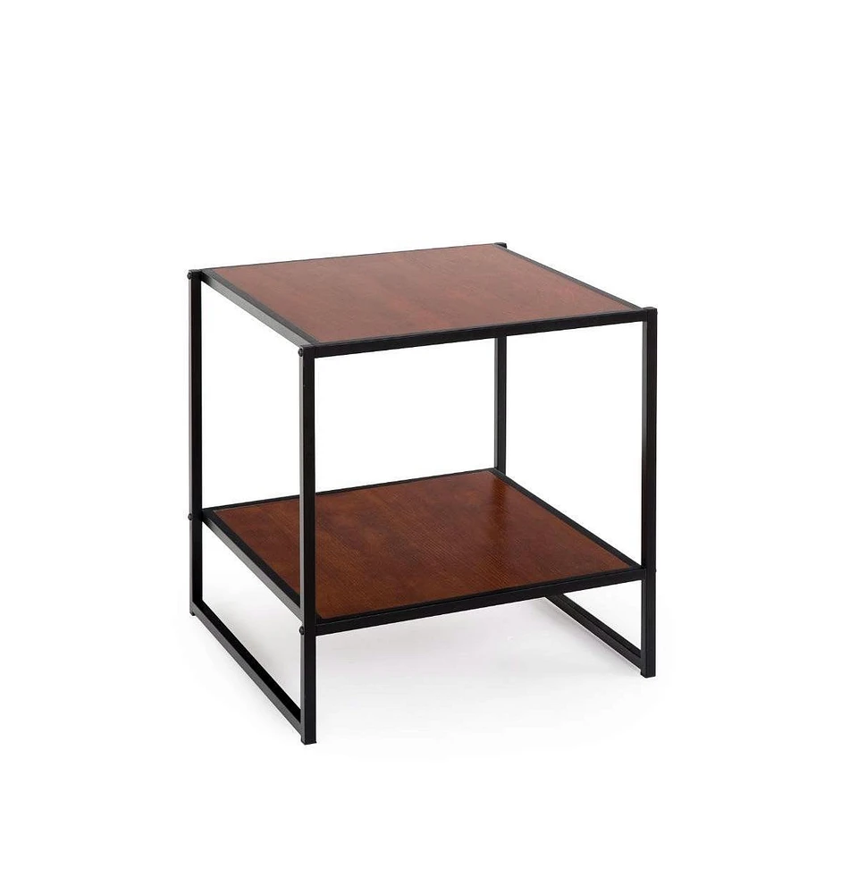 Slickblue Modern Steel Frame End Table Nightstand in Brown