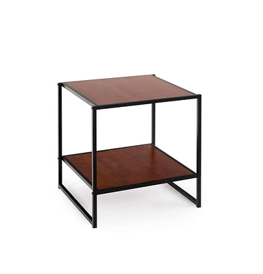 Slickblue Modern Steel Frame End Table Nightstand in Brown