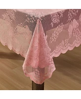 Hlc.me Butterfly Floral Lace Fabric Tablecloth, Lace Fabric Table Cloth for Round Tables, Wrinkle Resistant Tablecloth