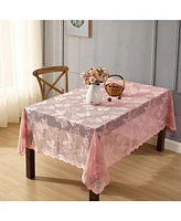 Hlc.me Butterfly Floral Lace Fabric Tablecloth, Lace Fabric Table Cloth for Rectangle Tables, Wrinkle Resistant Tablecloth