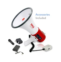 Pyle 50-Watt Portable Megaphone with Usb/Sd Readers, MP3 Playback, Siren Mode, Rechargeable Battery, Wired Handheld Microphone