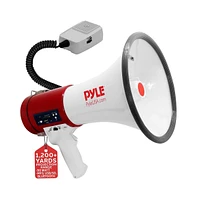 Pyle 50-Watt Portable Megaphone with Usb/Sd Readers, MP3 Playback, Siren Mode, Rechargeable Battery, Wired Handheld Microphone