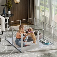 Bingopaw Clear Acrylic Pet Whelping Pen Box Dog Playpen Fence w/ Waterproof Fertility Pad