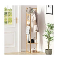 Unho Bamboo Freestanding Cloth Rack: Multi-functional Clothes Stand with Solid Base