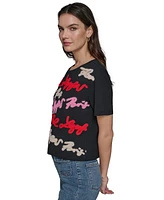 Karl Lagerfeld Paris Women's Embellished Logo T-Shirt