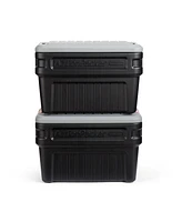 Rubbermaid 24 Gal Action Packer Lockable Latch Storage Container, Black (2 Pack)