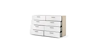 Slickblue Modern Bedroom 8-Drawer Double Dresser with Oak Finish Sides and Top