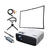 Impecca 180” Home Theater Projector, 200 Ansi Lumens, 720P, Protective Case+Usb-c to Hdmi Cable & Accessory Kit