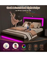 Dyhome Bed Frame with Led Lights and 4 Storage Drawers