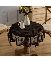 Hlc.Me Harper Floral Lace Fabric Tablecloth Lace Fabric Table Cloth For Round Tables Wrinkle Resistant Tablecloth Patterned Scalloped Tablecloth