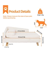 Bingopaw Luxury Cat Bed Stool Dog Sofa Couch Bed Rubber Wood Legs with Soft Cushion