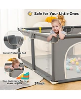 Comomy Baby Playpen, 63x63'' Extra Large Baby Playard, Kids Activity Center with Anti-Slip Base, Safety Play Yard for Infants Toddlers