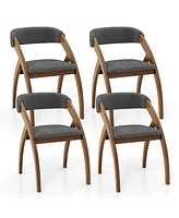 Gymax Dining Chair Set of 4 w/ Padded Cushion Curved Back Arched Rubber Wood Legs