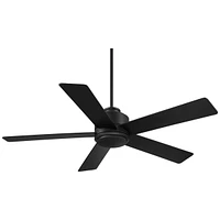 Casa Vieja 52" Grand Palm Matte Black Led Damp Rated Fan with Remote