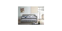 Slickblue Tufted Polyester Linen Twin Daybed with Trundle