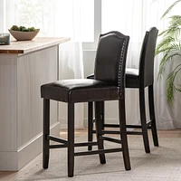 The Pop Home Set of 2, 27" Upholstered Counter Height Barstools with Nailhead Trim-The Pop Home