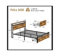 Lovmor Metal Bed Frame with 2 Storage Drawers and Led Rgb Led light