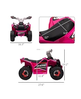 Aosom Kids Atv Quad Car, 6V Four-Wheeler w/ Forward Backward, Pink