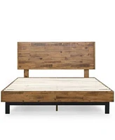 Slickblue Solid Wood Modern Platform Bed Frame With Adjustable Height Headboard