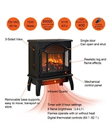 Mondawe 18 Inch 3D Flame Electric Infrared Quartz Fireplace Stove With Remote Control