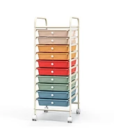 Gouun 10 Drawer Rolling Storage Cart Organizer with 4 Universal Casters