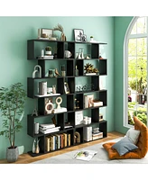 Gouun 6 Tier S-Shaped Bookshelf Storage Display Bookcase Decor Z-Shelf