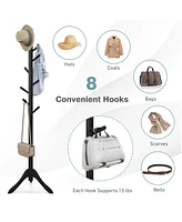 Gouun Adjustable Wooden Tree Coat Rack with 8 Hooks