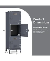 Gouun Metal Storage Locker with 3 Lockable Doors and Adjustable Feet