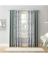 Janelle Medallion Floral Semi-Sheer Grommet Curtain Panel