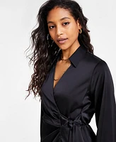 Bar Iii Women's Satin Tie-Front Dress, Exclusively at Macy's