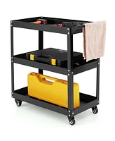 Gouun 3-Tier Rolling Tool Cart with Spacious Shelves 4 Universal Wheels and 2 Brakes