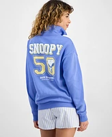 Love Tribe Juniors' Snoopy Quarter-Zip Graphic Sweatshirt