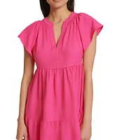 Calvin Klein Women's Split-Neck Tiered A-Line Dress