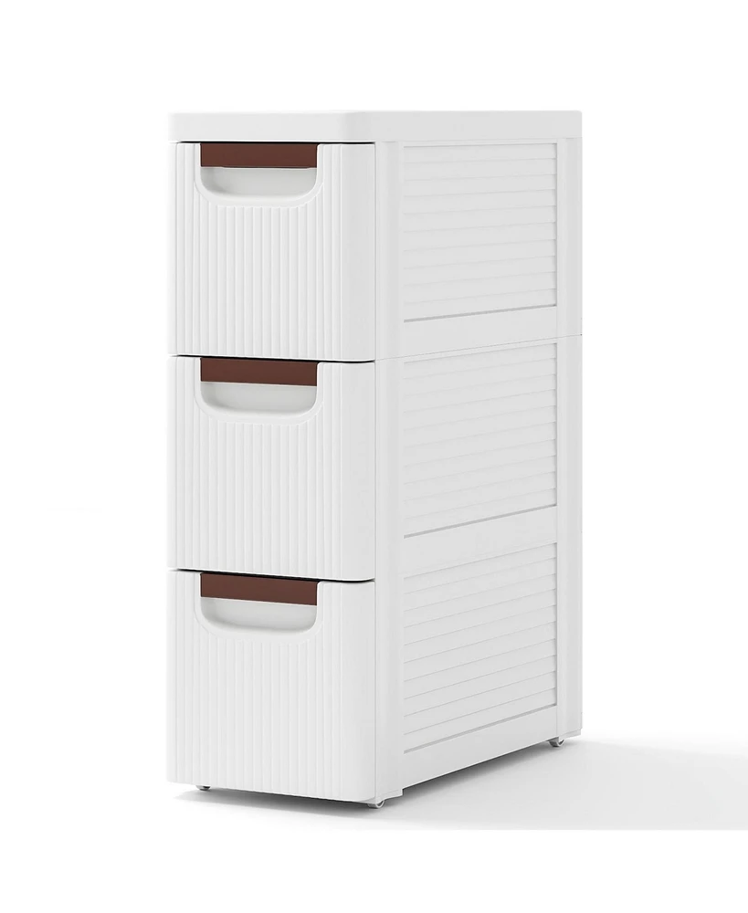 Gouun -Drawer Rolling Organizer Unit Narrow Storage Cabinet with Built-In Wheels for Small Space